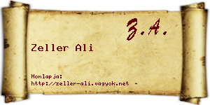 Zeller Ali névjegykártya